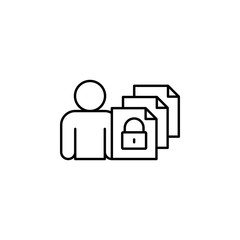 Man, file, blocked icon. Simple line, outline vector of confidential information icons for ui and ux, website or mobile application