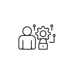 Man, blocked, setting icon. Simple line, outline vector of confidential information icons for ui and ux, website or mobile application