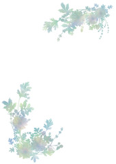 水彩青い花フレーム