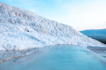 Pamukkale travertines in Turkey, "Pamukkale" is meaning "Cotton Castle" in English