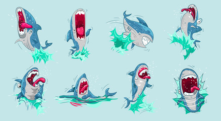Obraz premium baby shark vector set clipart design