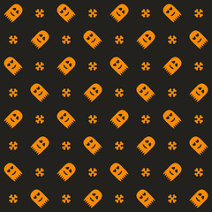 Halloween pattern. Seamless vector background with bones and ghosts