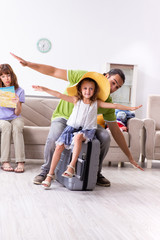 Happy family planning vacation trip