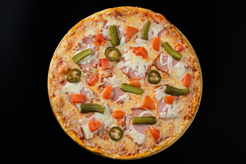 Pizza isolated on black