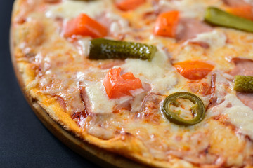 Pizza isolated on black