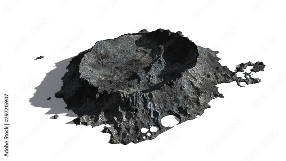 Canvas Prints crater on the surface of the moon isolated with shadow on white background