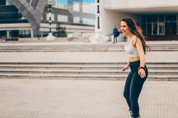 Funny girl roller skating