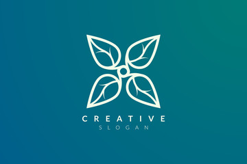 Design abstract flower and leaf logo for spa, hotel, beauty, health, fashion, cosmetic, boutique, salon, yoga, therapy. Simple and modern vector design for your business brand or product.