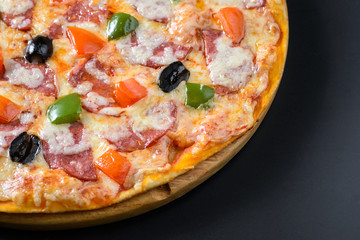 Pizza isolated on black