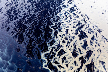 Iceland glacier aerial photography with beautiful abstract colours