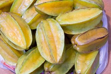 Carambola or star fruit on table grown in Puerto Rico - 297217179