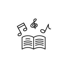 Music lesson book notes icon. Element of school icon