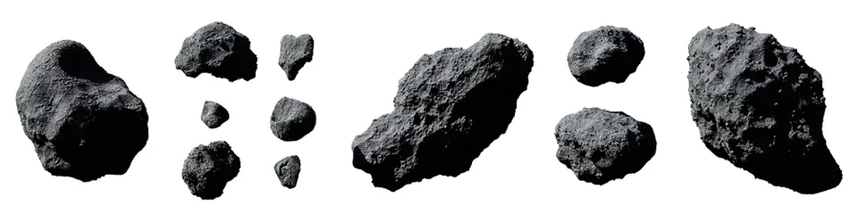 Fotobehang set of asteroids isolated on white background © dottedyeti