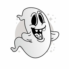 The White Cute Ghost, Flat Design 