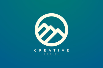 Obraz premium Logo design that combines circle objects with mountains. Minimalist and modern vector design for your business brand or product.