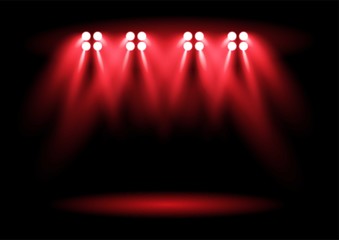 Bright red stadium arena lighting spotlight Graphic element vector illustration © Yudi