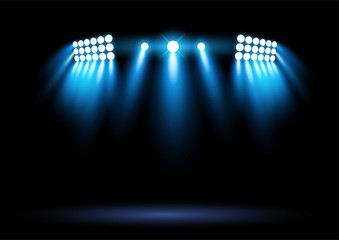 Bright blue stadium arena lighting spotlight Graphic element vector illustration