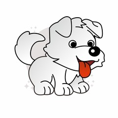 Puppy Icon, Cute Cartoon Funny Character, Flat Design 