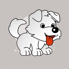 Puppy Icon, Cute Cartoon Funny Character, Flat Design 