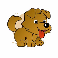 Puppy Icon, Cute Cartoon Funny Character, Flat Design 