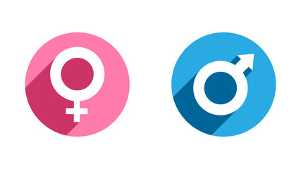 Female and male gender symbols. Female and male signs. Vector illustration.