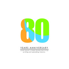 80 Year Anniversary Vector Template Design Illustration