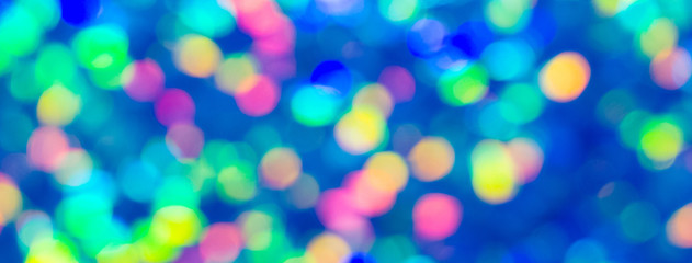 Holiday colorful bokeh blue lights background