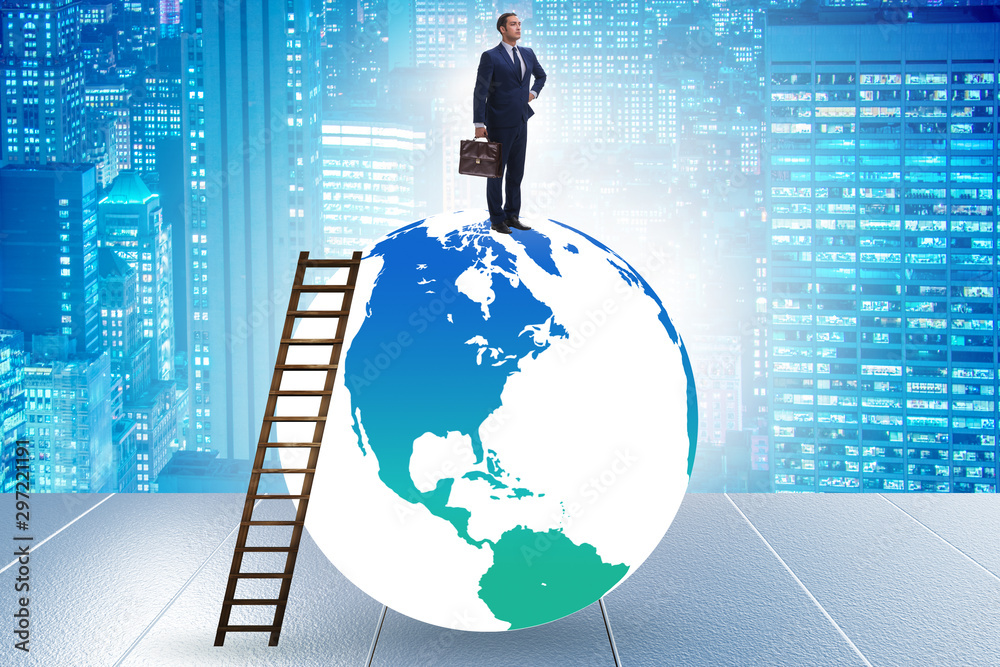 Wall mural Businessman on top of the world - Wall murals
