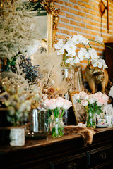 Grass flowers in European style with a beautiful photo corner arrangement.