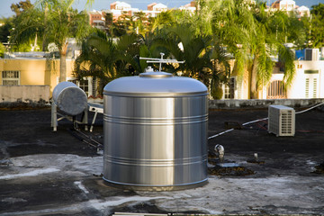Storage container for water on roof of home Bayamon Puerto Rico - 297221915