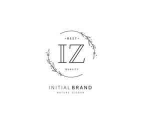 I Z IZ Beauty vector initial logo, handwriting logo of initial signature, wedding, fashion, jewerly, boutique, floral and botanical with creative template for any company or business.