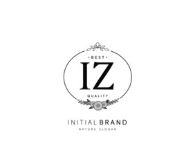 I Z IZ Beauty vector initial logo, handwriting logo of initial signature, wedding, fashion, jewerly, boutique, floral and botanical with creative template for any company or business.