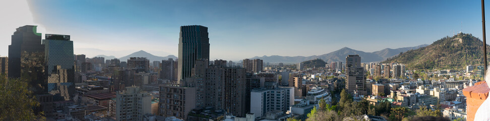 Fototapeta na wymiar Panorama of Downtown Santiago Chile from Santa Lucia Hill