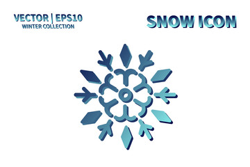 Snowflake vector icon. Christmas and winter snow flake element. Isolated flat new year holiday decoration illustration. Cold weather object design 