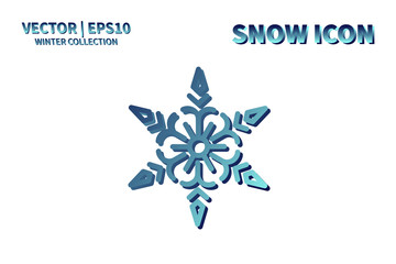 Obraz premium Snowflake vector icon. Christmas and winter snow flake element. Isolated flat new year holiday decoration illustration. Cold weather object design 