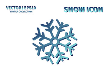 Snowflake vector icon. Christmas and winter snow flake element. Isolated flat new year holiday decoration illustration. Cold weather object design 