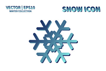 Snowflake vector icon. Christmas and winter snow flake element. Isolated flat new year holiday decoration illustration. Cold weather object design 