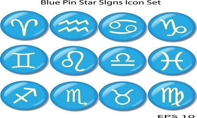 Blue Pin Star sign Icons and Symbols