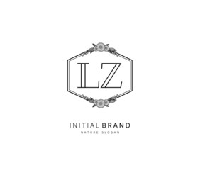 L Z LZ Beauty vector initial logo, handwriting logo of initial signature, wedding, fashion, jewerly, boutique, floral and botanical with creative template for any company or business.