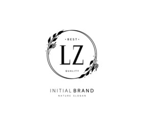 L Z LZ Beauty vector initial logo, handwriting logo of initial signature, wedding, fashion, jewerly, boutique, floral and botanical with creative template for any company or business.