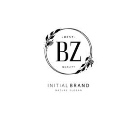 B Z BZ Beauty vector initial logo, handwriting logo of initial signature, wedding, fashion, jewerly, boutique, floral and botanical with creative template for any company or business.