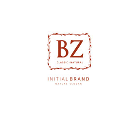 B Z BZ Beauty vector initial logo, handwriting logo of initial signature, wedding, fashion, jewerly, boutique, floral and botanical with creative template for any company or business.