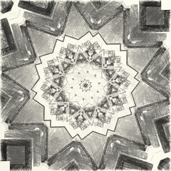 Black and white kaleidoscope texture.  Picture for creative wallpaper or design art work.