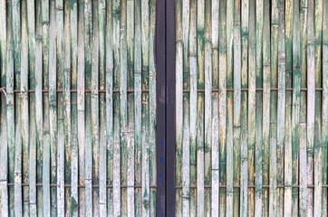 Close-up of aged bamboo wall