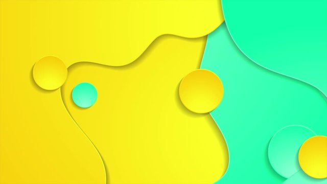 Contrast green and yellow curved waves pattern. Abstract corporate wavy motion background with circles. Video animation Ultra HD 4K 3840x2160
