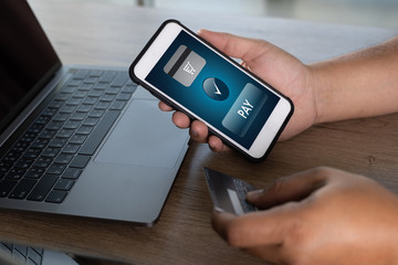 manusing smart phone payment  and mobile payments online shopping retail technology payment successful smartphone