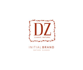 Obraz premium D Z DZ Beauty vector initial logo, handwriting logo of initial signature, wedding, fashion, jewerly, boutique, floral and botanical with creative template for any company or business.