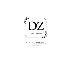 D Z DZ Beauty vector initial logo, handwriting logo of initial signature, wedding, fashion, jewerly, boutique, floral and botanical with creative template for any company or business.