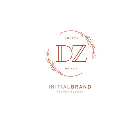 D Z DZ Beauty vector initial logo, handwriting logo of initial signature, wedding, fashion, jewerly, boutique, floral and botanical with creative template for any company or business.