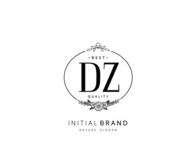 D Z DZ Beauty vector initial logo, handwriting logo of initial signature, wedding, fashion, jewerly, boutique, floral and botanical with creative template for any company or business.